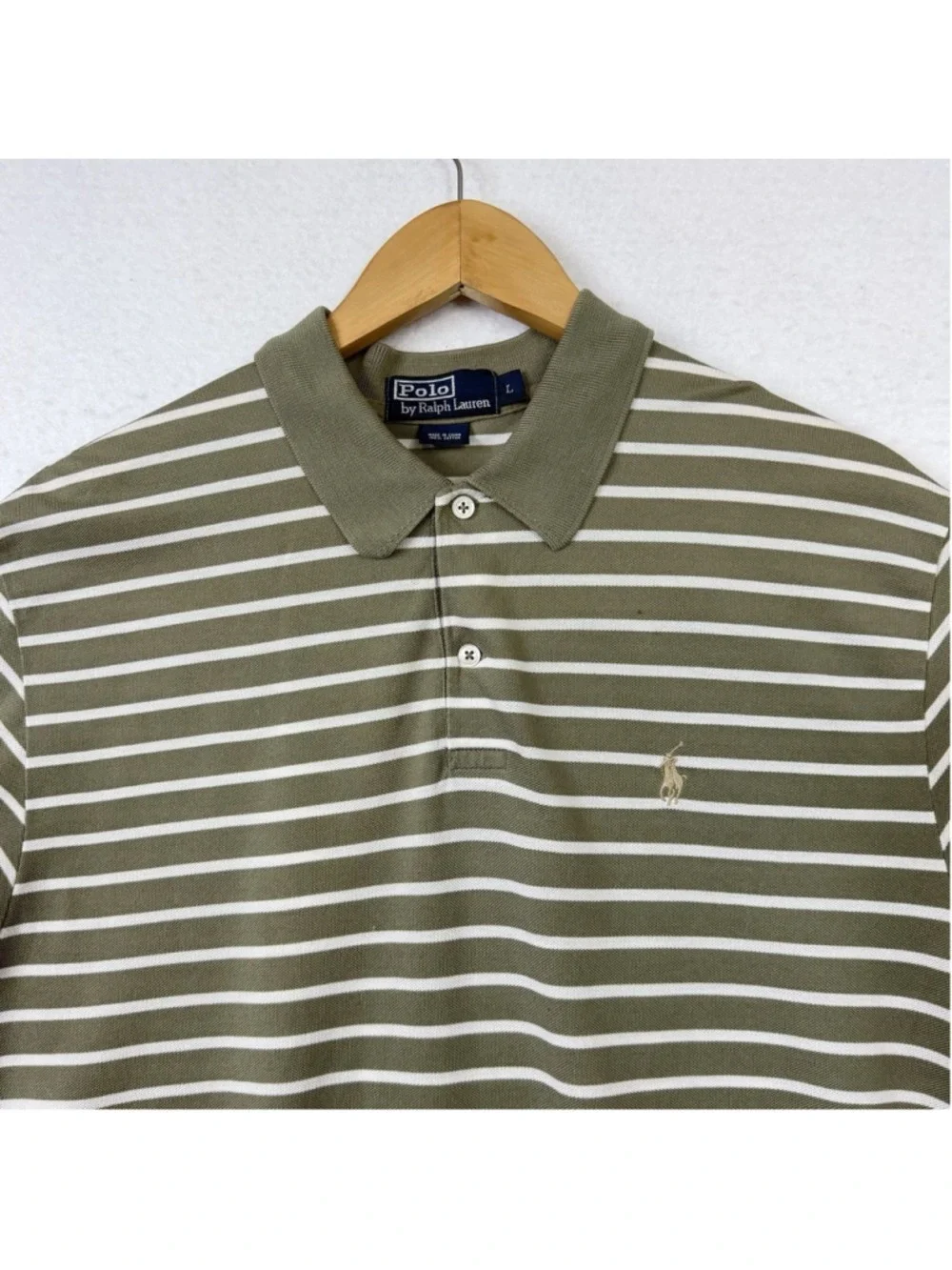 Polo Ralph Lauren Stripped Polo Shirt Large Short Sleeve Green Pony Logo Golf